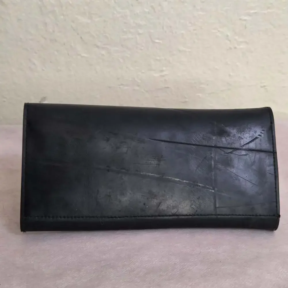 Handmade Black Long Upcycled Rubber Clutch Wallet